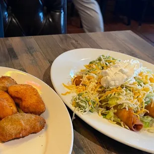 Jalapeño poppers and Chicken Flautas