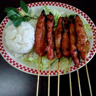 Chicken skewered