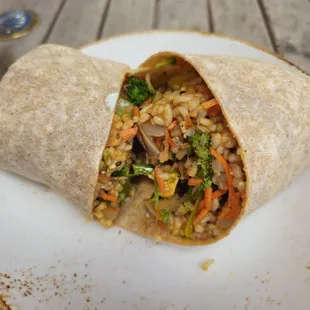 Teriyaki shiitake wrap - hard to eat without falling apart