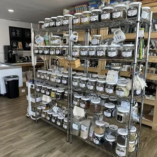 Over 100 loose leaf teas, herbs, and supplements