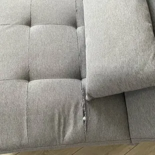 Ripped furniture with coil sticking out that cut my grandson foot.
