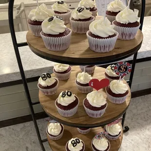 Casino-themed cupcakes for an 80th birthday event!