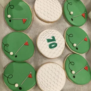 More golf-themed cookies for a 70th birthday party!