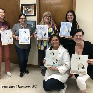A Watercolor workshop of a Chinese crane, with the focus being on creating texure.