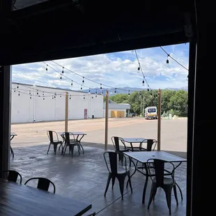 tables and chairs outside