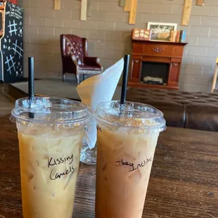 Lattes and the back drop