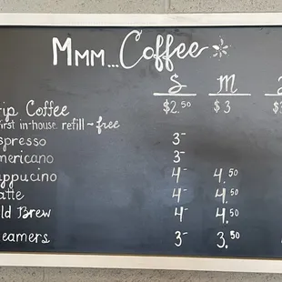 Coffee Menu