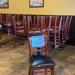 empty chairs in a restaurant