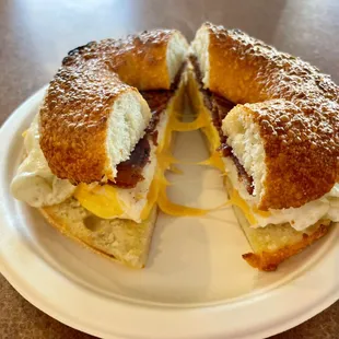 Bacon, Egg and Cheese on a Bagel