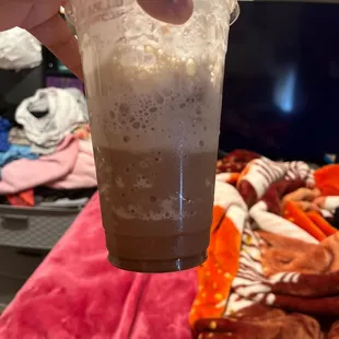 Chocolate mocha raspberry blended with like a purée.