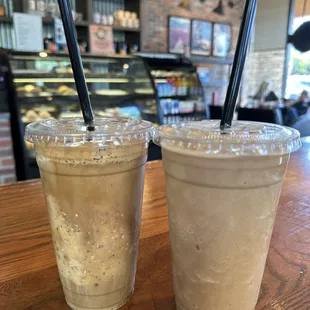 Java chip shot (left) Three chocolate mocha (right)