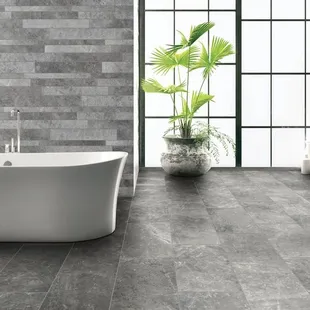 a bathtub in a modern bathroom