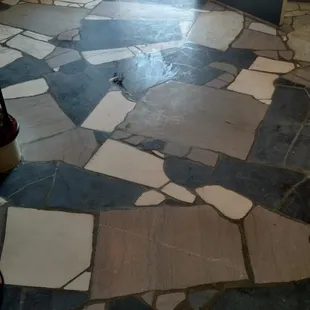 a view of a tiled entryway