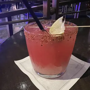Watermelon Margarita- tastes just like a watermelon jolly rancher with tajin