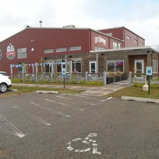 Outside of the building, view looking east.