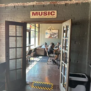 the entrance to the music room