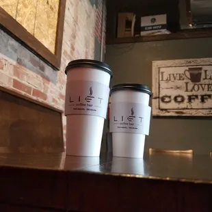 Almond milk latte and regular latte