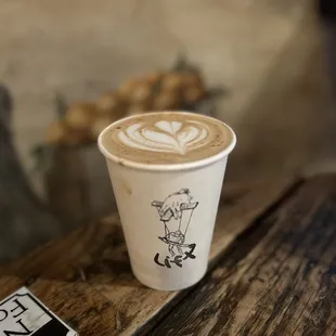 a cup of coffee on a table