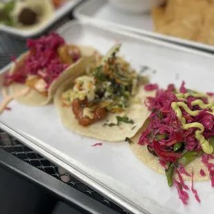 Wild Alaska Fish Taco, Glazed Shrimp Taco, Seasonal Taco