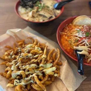 Tokyo fries ($8) - not on the menu, but a mix of curly and straight fries with wasabi mayo and some savory/sweet glaze