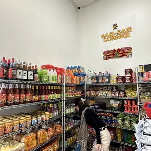 a woman shopping in a grocery store