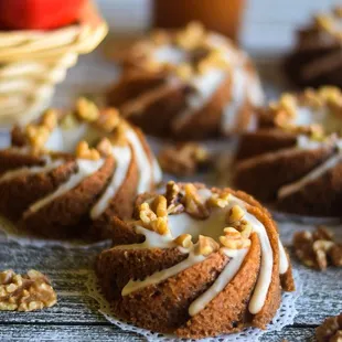 Spiced Apple Cider Walnut Mini Bundt Cakes