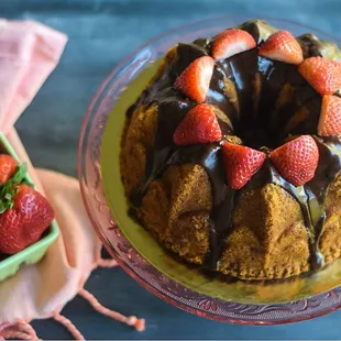 Chocolate Covered Strawberry Bundt Cake