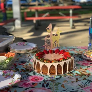 Strawberry Vanilla Gluten Free, Dairy Free Birthday Cake... just scrumptious!