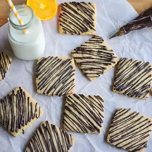 Orange Cardamom Shortbread Cookies
 with Chocolate Drizzle