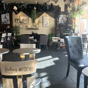 Main sitting area in the full swing of Halloween