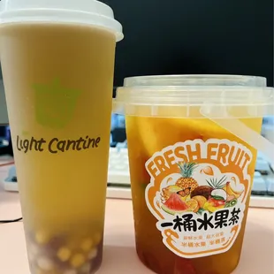 Winter melon tea &amp; mini taro balls and signature fruit tea