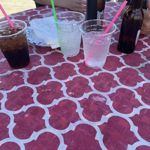 Drinks and tables outside