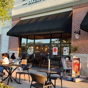 Outside signage and seating
