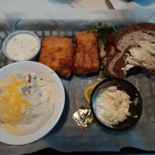 Overcooked fish, cold mashed potatoes