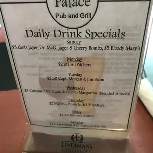 Drink specials
