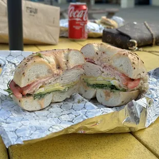 Turkey Bang Bang on an Onion bagel