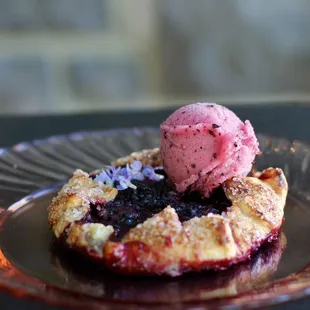 Marionberry Tart with Bow Hill Farm Blueberry Sorbet