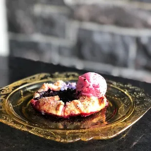 Marionberry Tart with Bow Hill Farm Blueberry Sorbet