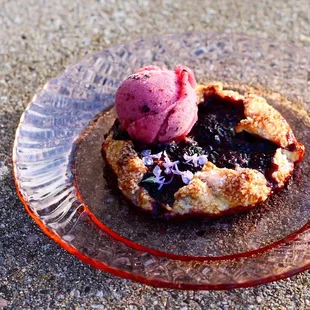 Marionberry Tart with Bow Hill Farm Blueberry Sorbet