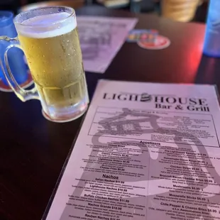 a glass of beer on a table