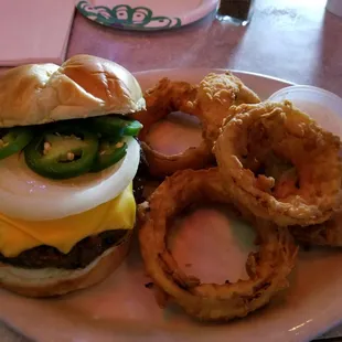 Texas Burger and rings