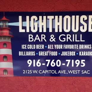 a sign for the restaurant