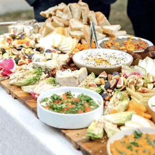 a table full of food and snacks