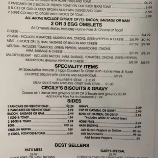 True menu of lighthouse cafe