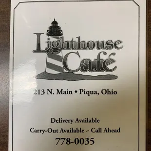 True menu of Lighthouse Cafe