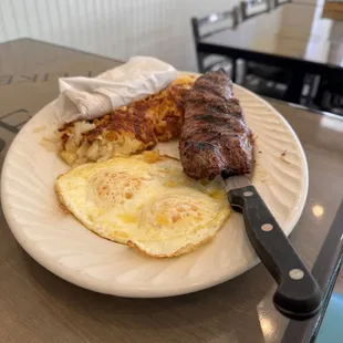 New York steak breakfast special.