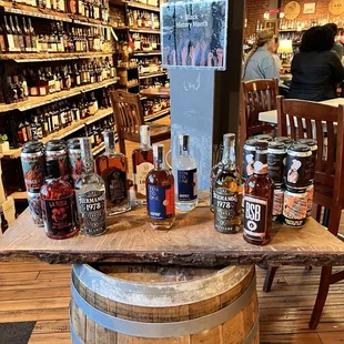 a barrel of bourbon at a liquor store