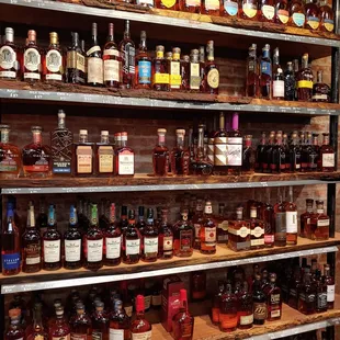 shelves of various types of liquor