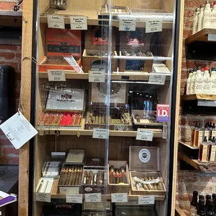 a display case of cigars