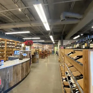 the inside of a wine store